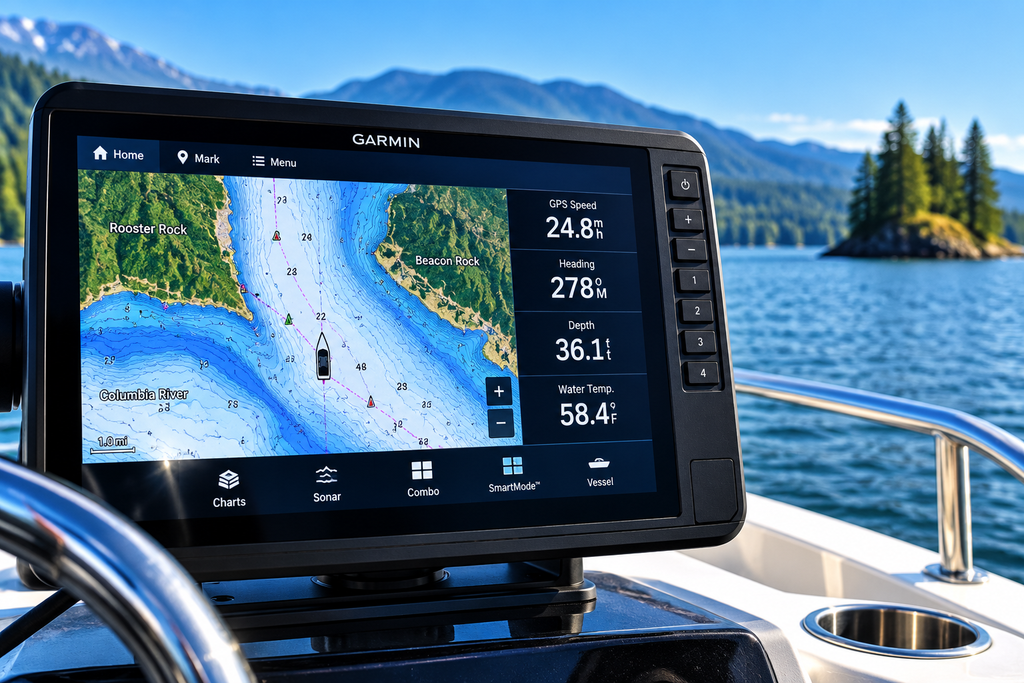 Marine GPS chartplotter for boat navigation and mapping